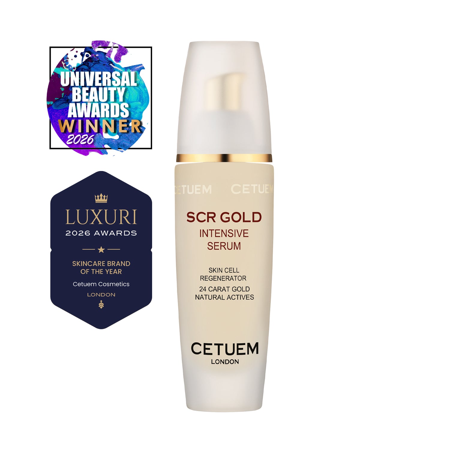 SCR Gold Intensive Serum with Hyaluronic Acid - 2026 Gold Award Winner - Cetuem