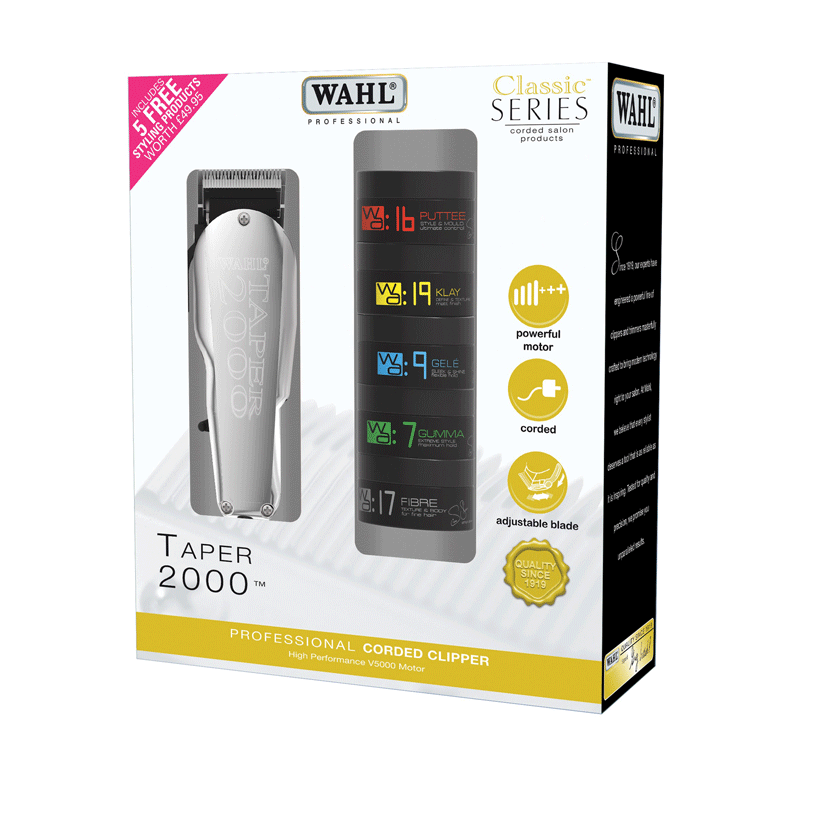 Wahl Taper 2000 Clipper with 5 Free Styling Products (Price includes VAT) - Cetuem